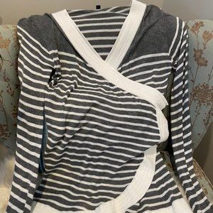 Gray and white striped cardigan XS